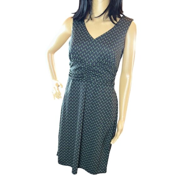 LOFT Petites Sleeveless Geo Print Dress in Brown/Green Size 6P - Picture 1 of 9